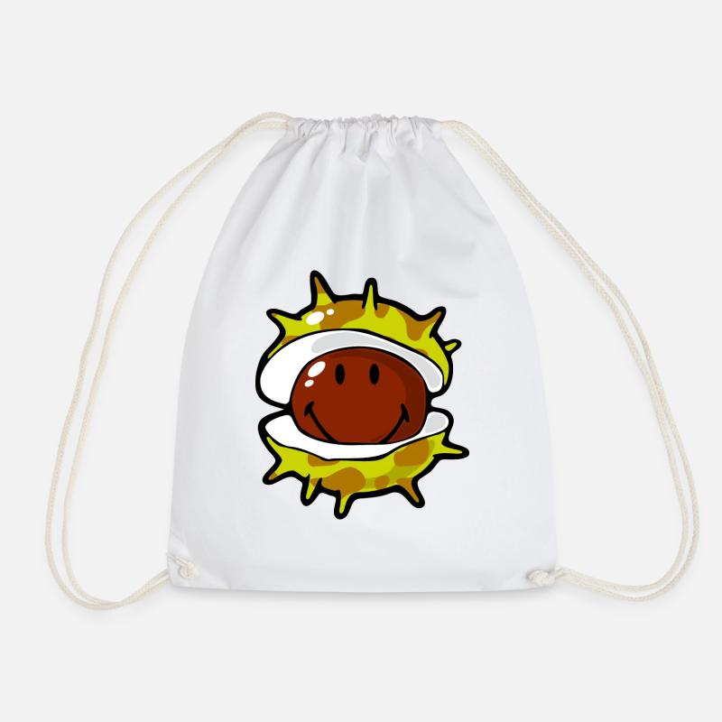 Smiley Conker - Drawstring Bag - white