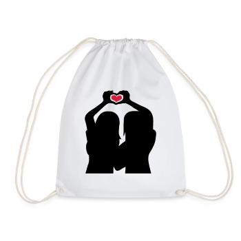 Handherz Silhouette Girlfriends - Drawstring Bag - white - Front