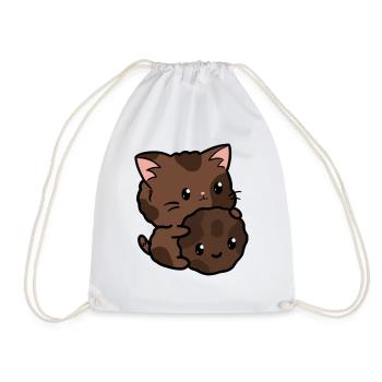 Cooki cat - Drawstring Bag - white - Front