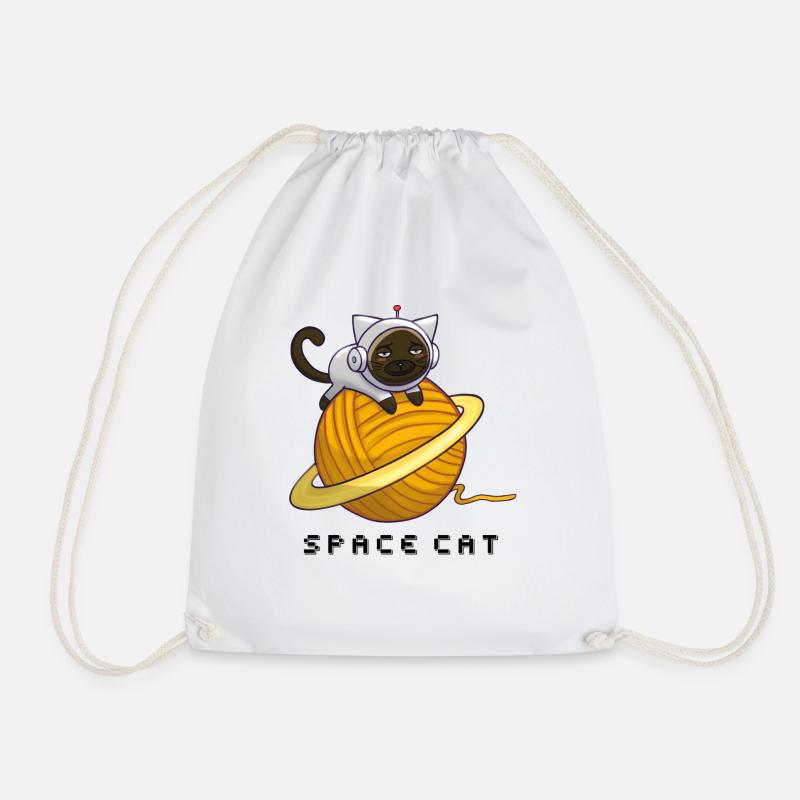 Space cat - Drawstring Bag - white