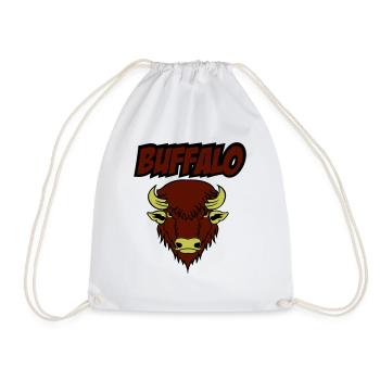 buffalo 001 - Drawstring Bag - white - Front