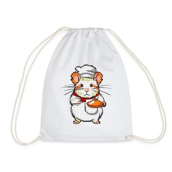 Hamster comme cuisinier et boulanger avec bol en 8 bits - Sac de sport léger - blanc - Devant