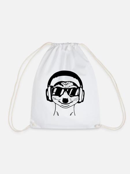 Erdmännchen mit Sonnenbrille und Kopfhöhrer - Turnbeutel - Weiß