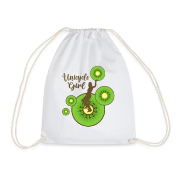 unicycle unicycle artist unicycle unicycle-girl - Drawstring Bag - white - Front