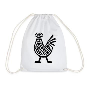 A Silhouette Patterned Chicken - Drawstring Bag - white - Front
