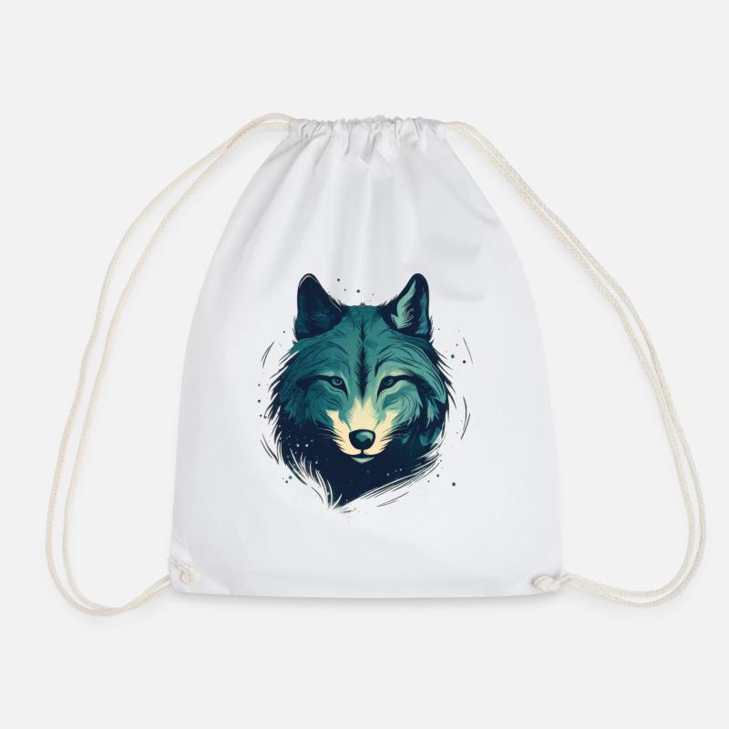 Wolf - Drawstring Bag - white