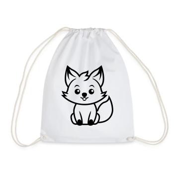 Fox - Drawstring Bag - white - Front