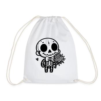 Skeleton & Flowers - Drawstring Bag - white - Front