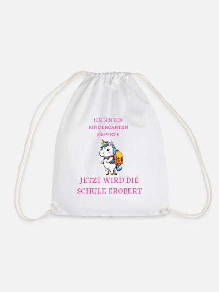 Schulanfänger Shirt mit Einhorn zur Einschulung - Turnbeutel - Weiß