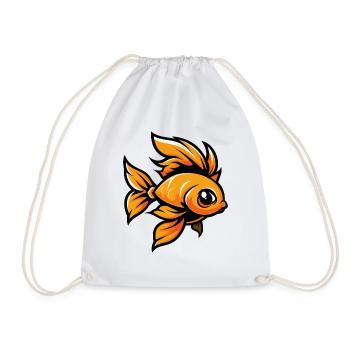 goldfish fish - Drawstring Bag - white - Front