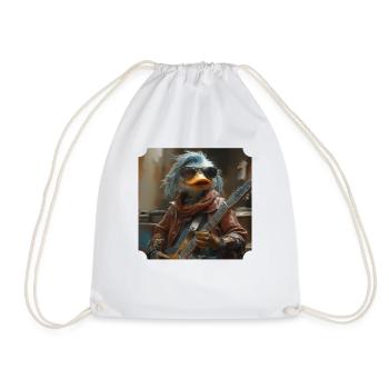 The Rocker Duck - Drawstring Bag - white - Front