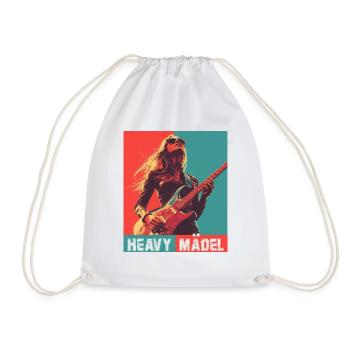 Heavy Girl, Woman with Electric Guitar - Drawstring Bag - white - Front