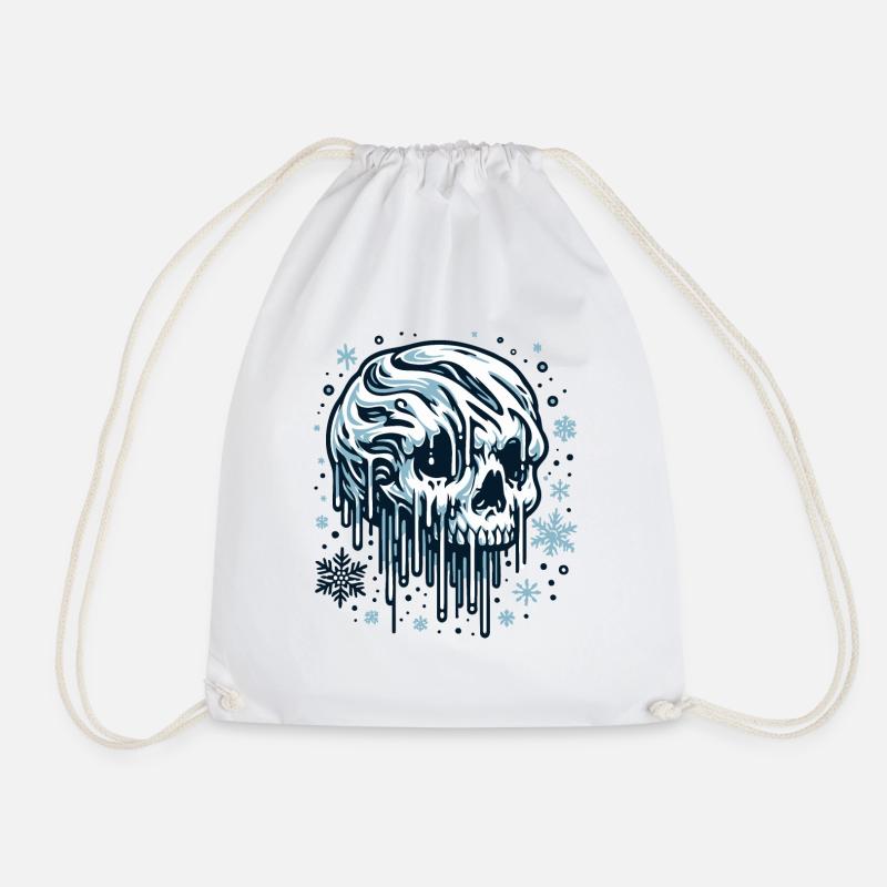 Schmelzender Snow Skull – Winterlicher Totenkopf - Turnbeutel - Weiß