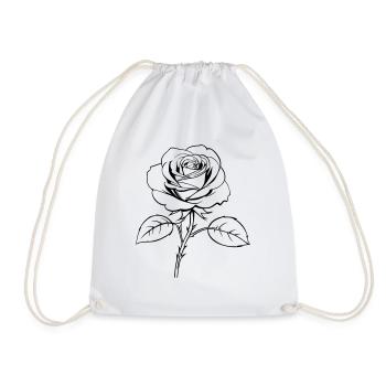 Rose Outlines - Drawstring Bag - white - Front