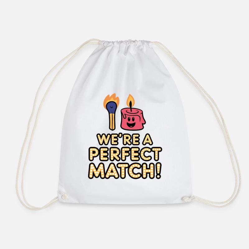 We're a perfect match - Drawstring Bag - white