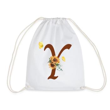 Letter and Sunflower Butterfly - Drawstring Bag - white - Front