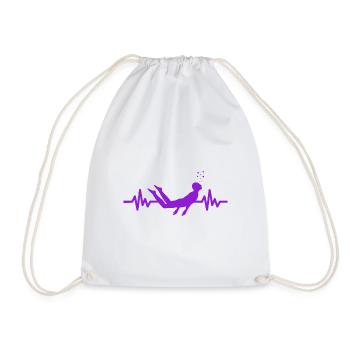 Heartbeat Swimmer - Diver Water Sports Athlete - Drawstring Bag - white - Front