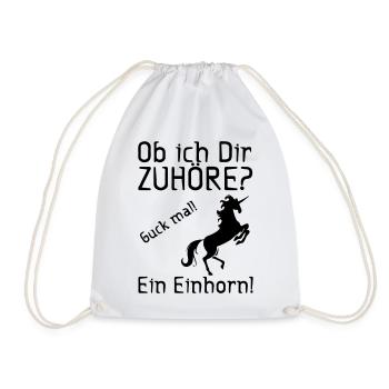 Guck mal! Ein Einhorn! Geschenk - Turnbeutel - Weiß - Vorne