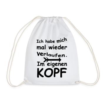 Im Kopf verlaufen - Chaos, Chaot, Fun, Geschenk - Turnbeutel - Weiß - Vorne