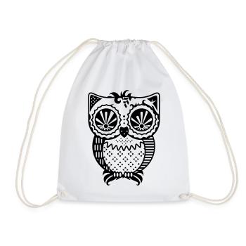 Patchwork owl - Drawstring Bag - white - Front