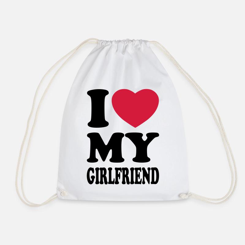 I love my girlfriend - Drawstring Bag - white