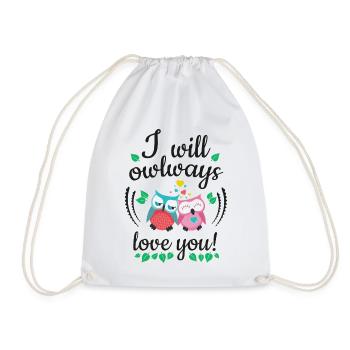 i will owlways love you owls - Drawstring Bag - white - Front