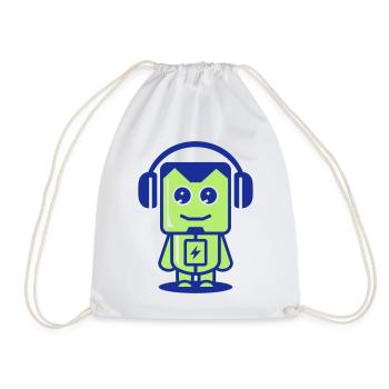 Funny Robot 03 - Drawstring Bag - white - Front