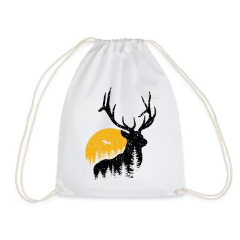 deer - Drawstring Bag - white - Front