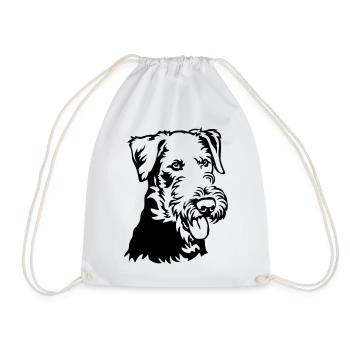 Airedale Terrier Head - Drawstring Bag - white - Front