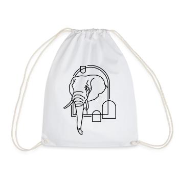 Elefant in geometrischer Form - Line-Art-Design - Turnbeutel - Weiß - Vorne