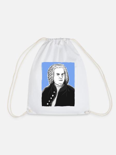 Johann Sebastian Bach in schwarz weiß und blau - Turnbeutel - Weiß