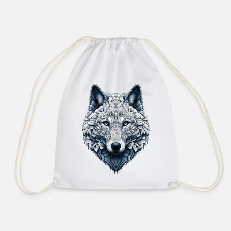Wolf mit Mandalas verziert - Turnbeutel - Weiß