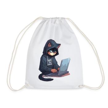 Cyber Hacker Cat Hackerkatze - Turnbeutel - Weiß - Vorne
