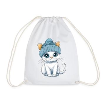 Katze Süß Niedlich Baby Kinder Tier Cartoon - Turnbeutel - Weiß - Vorne