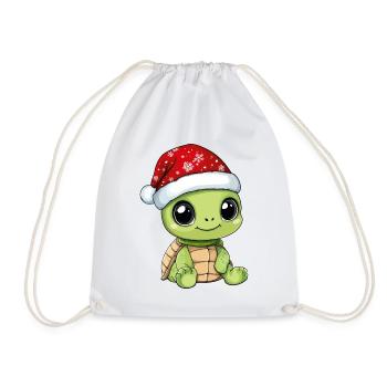 Turtle Christmas Cute Cute Christmassy - Drawstring Bag - white - Front