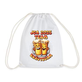 Bachelor Party 2025 Team Groom Beer Alcohol Booze Funny - Drawstring Bag - white - Front