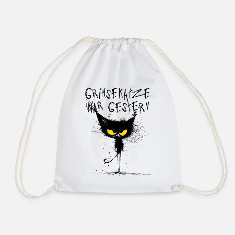 Grim Cat - Cheshire Cat was yesterday - Drawstring Bag - white