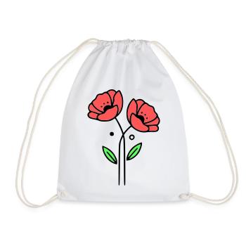 Poppy-Poppies-Minimalist-Line-Art-5 - Drawstring Bag - white - Front