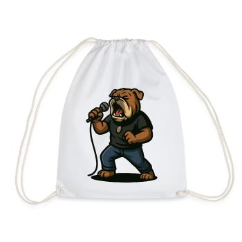 Chanteur de rock bouledogue avec art du microphone - Sac de sport léger - blanc - Devant