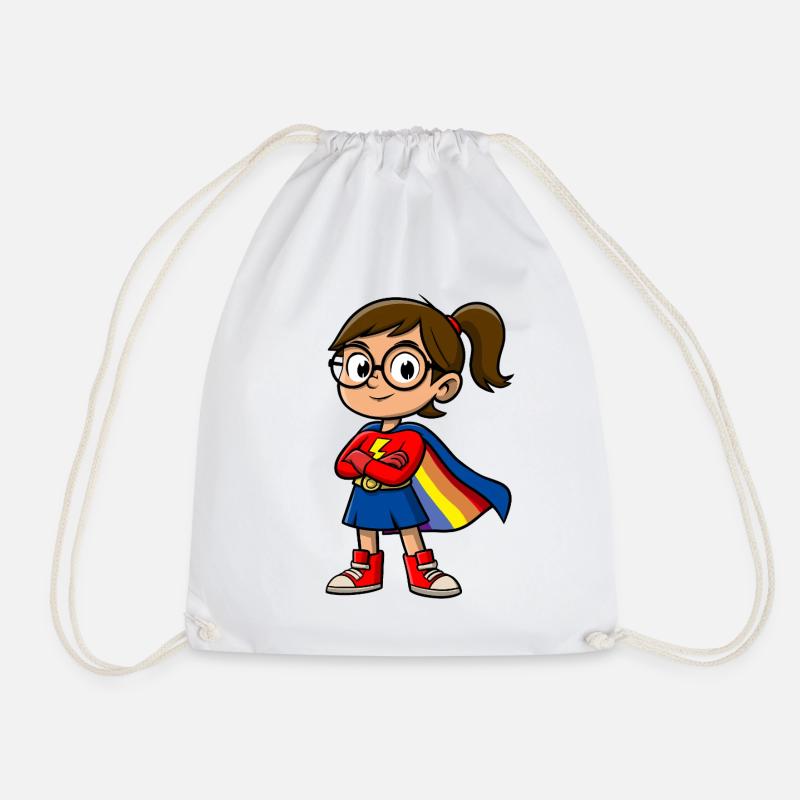 Kleine Superheldin mit Brille - Turnbeutel - Weiß