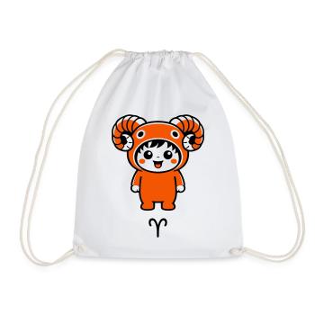 Signe du zodiaque Bélier dans le style kawaii - Sac de sport léger - blanc - Devant