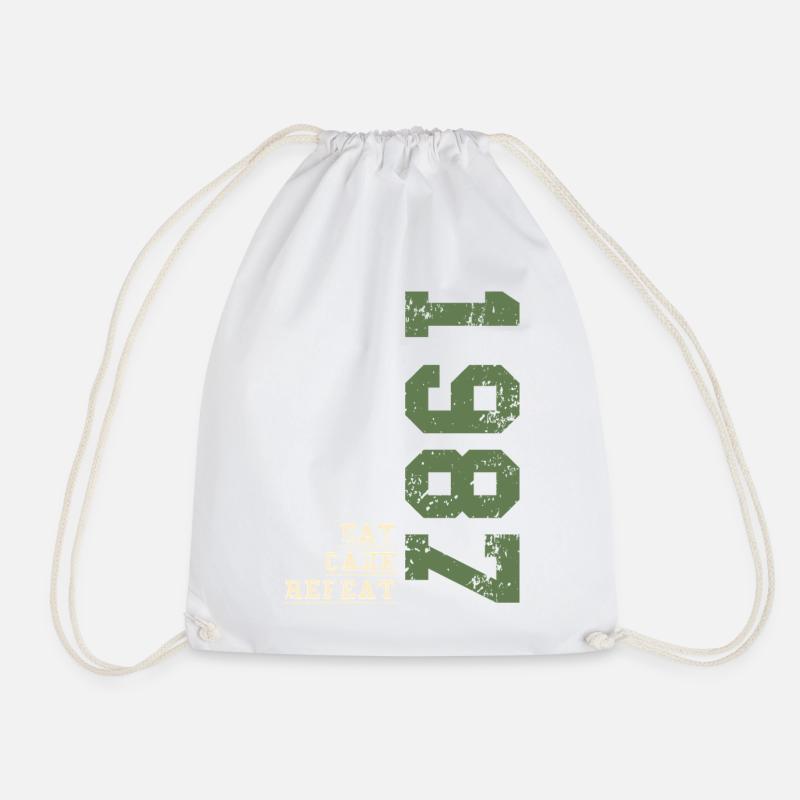 1987 Birthday 1987 Born In 1987 Birthday - Drawstring Bag - white