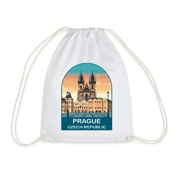 Prague Czech Republic Vintage Poster - Drawstring Bag - white - Front