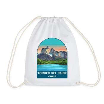 Torres del Paine Chile Vintage Retro Travel Poster - Drawstring Bag - white - Front