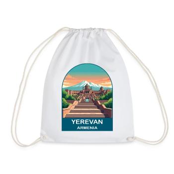 Jerewan Armenien Berg Ararat Vintage Reisekunst - Turnbeutel - Weiß - Vorne