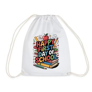 Happy First Day of School Books - Drawstring Bag - white - Front