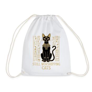 Katzen immer noch verehren – Ägyptische Katzen-Hieroglyphen - Turnbeutel - Weiß - Vorne