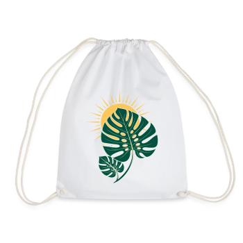 Monstera Blatt mit Sonne – Boho Botanical - Turnbeutel - Weiß - Vorne