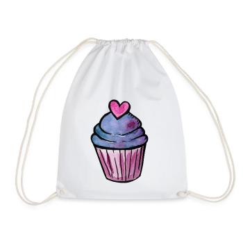 Aquarell Cupcake-Herz - Turnbeutel - Weiß - Vorne
