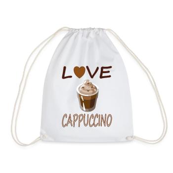 I love cappuccino coffee drinking gift idea - Drawstring Bag - white - Front